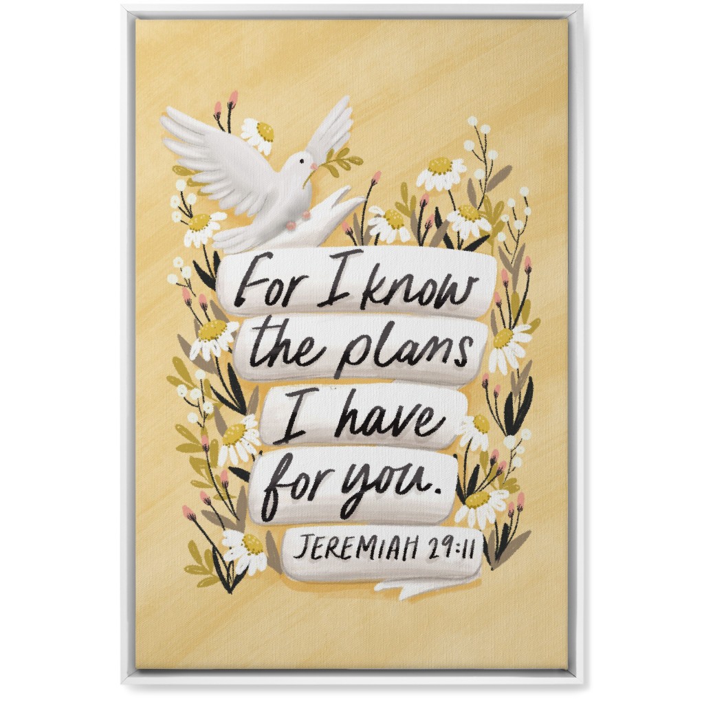 for I Know the Plans I Have for You - Yellow Wall Art, White, Single piece, Canvas, 20x30, Yellow, Classic Yellow