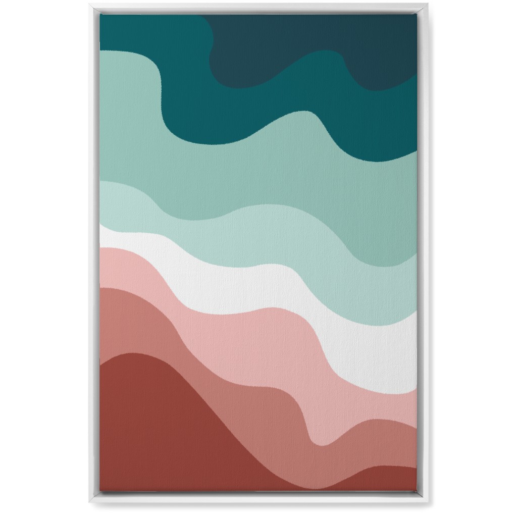 Retro Abstract Waves Wall Art, White, Single piece, Canvas, 20x30, Multicolor