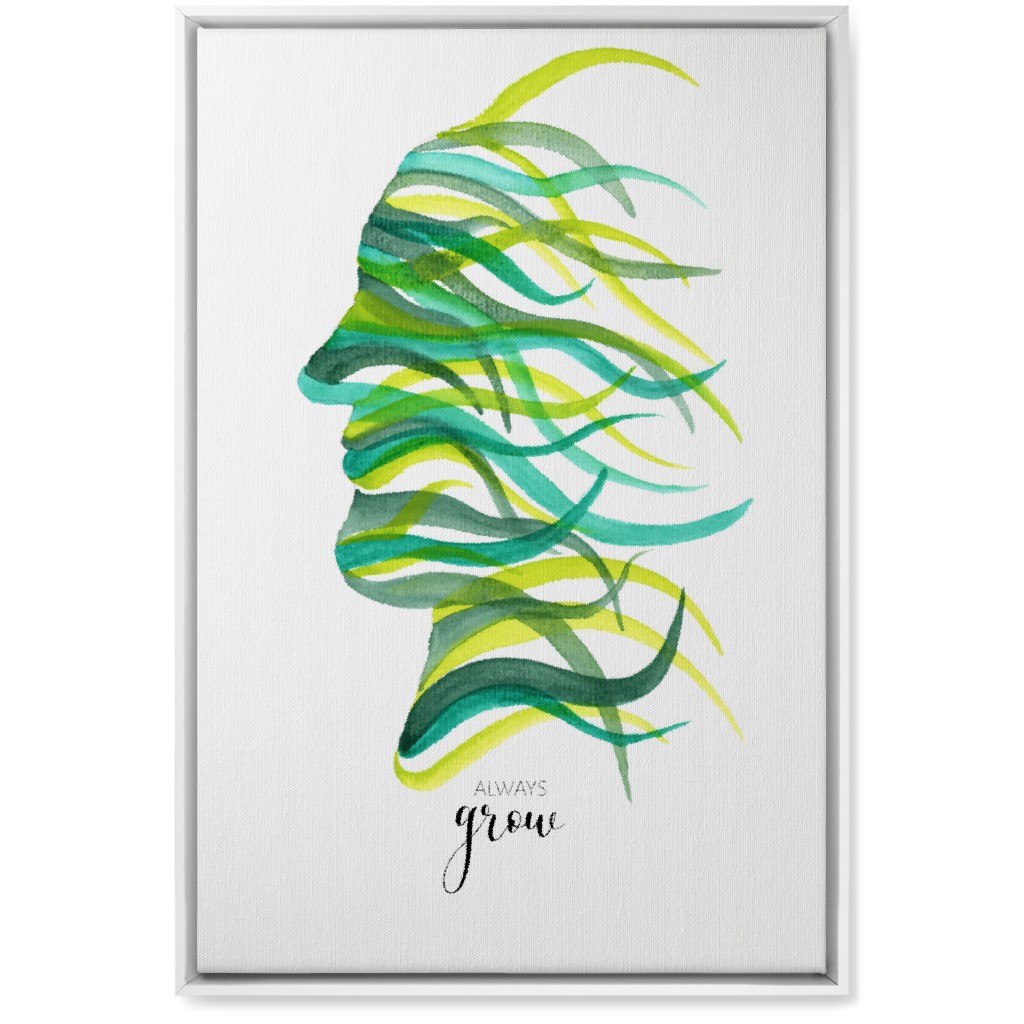 Always Grow - Green Wall Art, White, Single piece, Canvas, 20x30, Green, Classic Green
