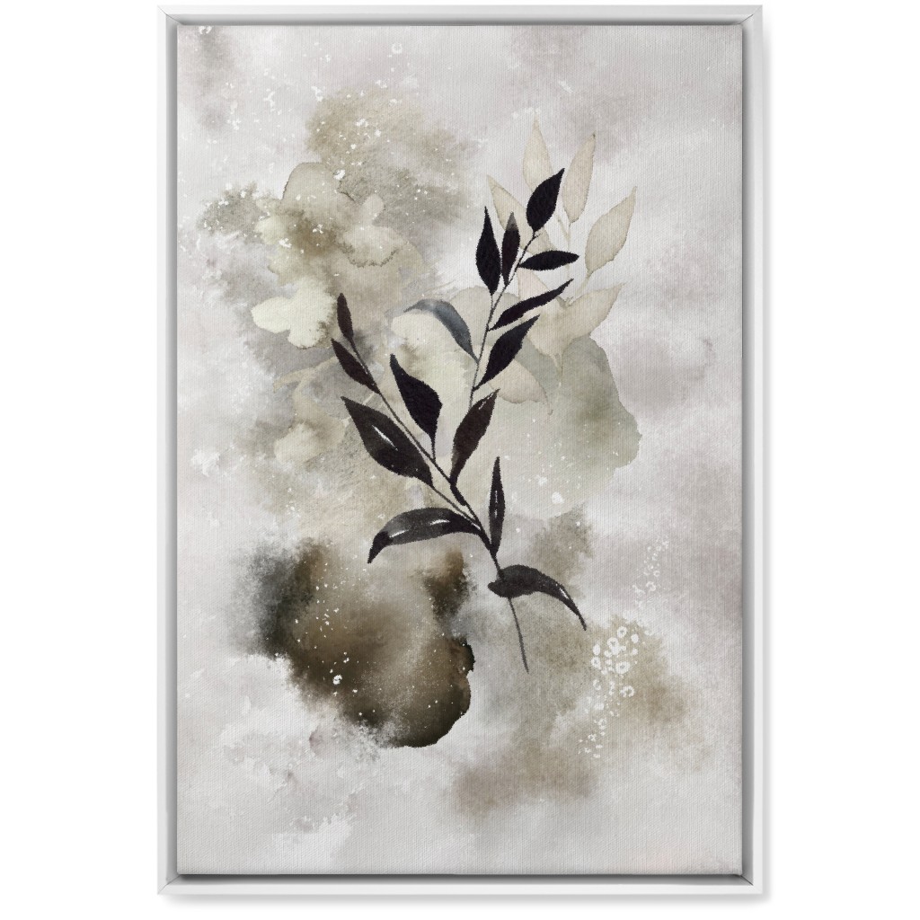 Watercolor Abstract Botanical Wall Art, White, Single piece, Canvas, 20x30, Gray, Ash
