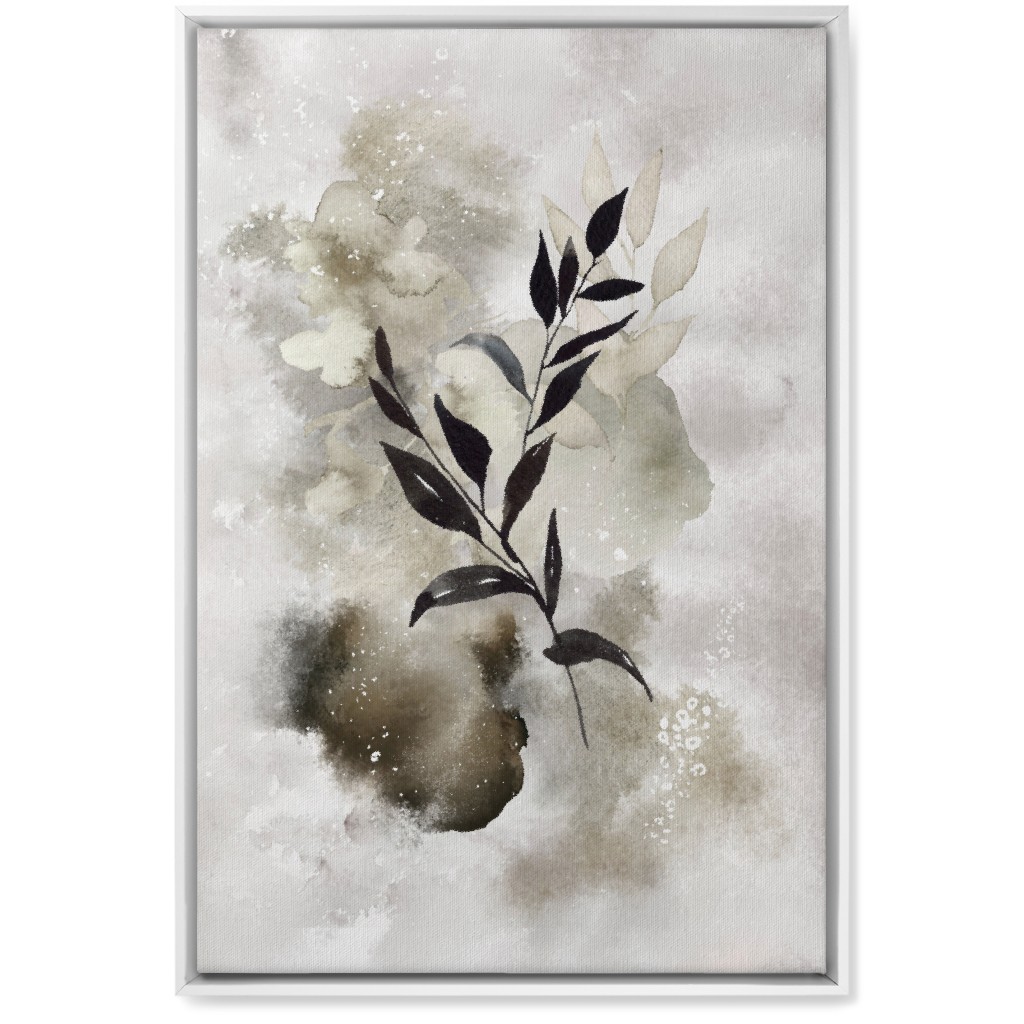 Watercolor Abstract Botanical Wall Art, White, Single piece, Canvas, 20x30, Gray