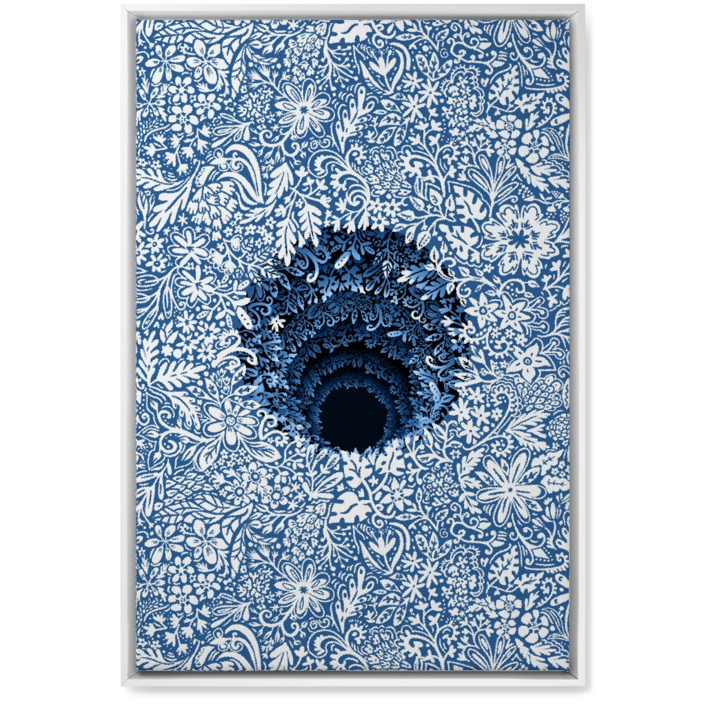 Deep Down Colorful Floral Abstract Wall Art, White, Single piece, Canvas, 20x30, Blue