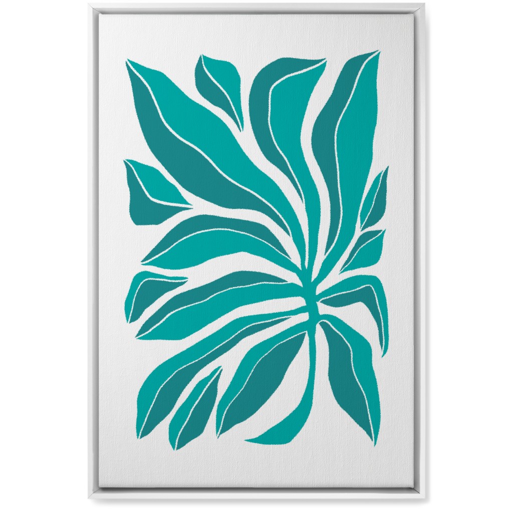 Minimalist Block Botanical Palm Leaves - Green Wall Art, White, Single piece, Canvas, 20x30, Green