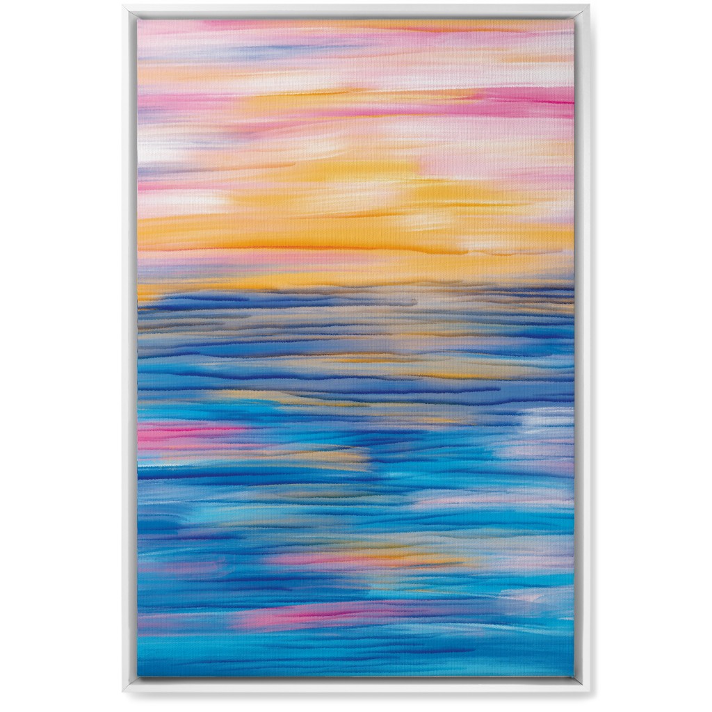 Abstract Sunset Over Water - Multi Wall Art, White, Single piece, Canvas, 20x30, Multicolor