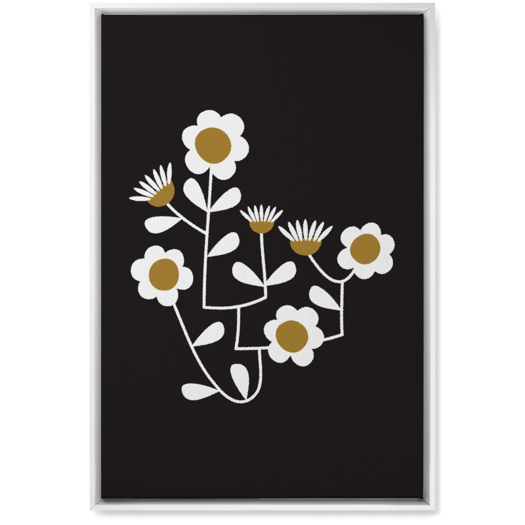Mod Hanging Floral Wall Art, White, Single piece, Canvas, 20x30, Black, Charcoal