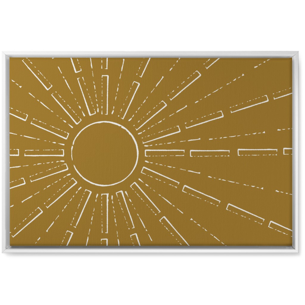 Midcentury Sunburst Wall Art, White, Single piece, Canvas, 20x30, Yellow