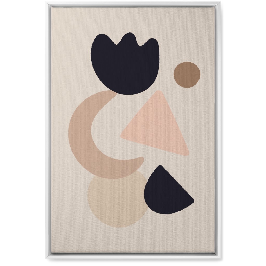 Abstract Shape Collage - Neutral Wall Art, White, Single piece, Canvas, 20x30, Beige