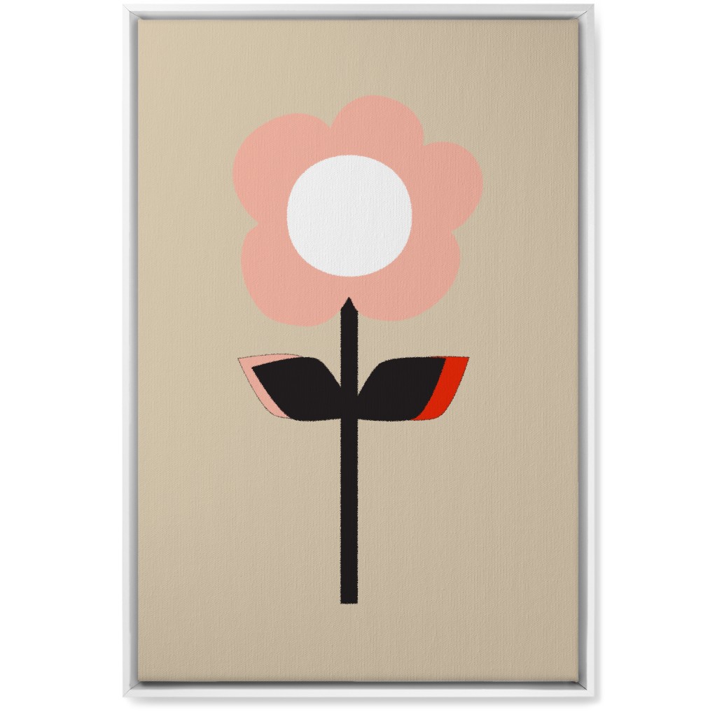 Retro Flower Wall Art, White, Single piece, Canvas, 20x30, Pink