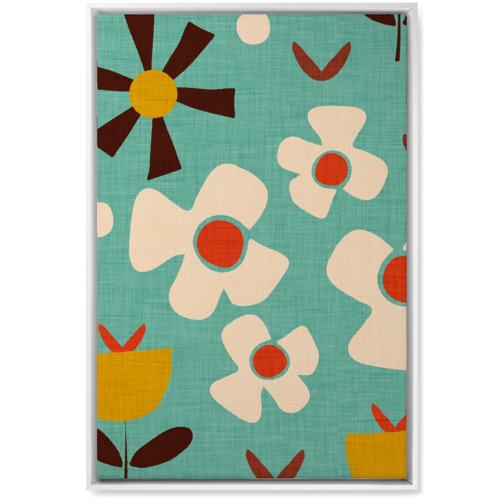 Groovy Flowers Wall Art, White, Single piece, Canvas, 20x30, Multicolor, Sea