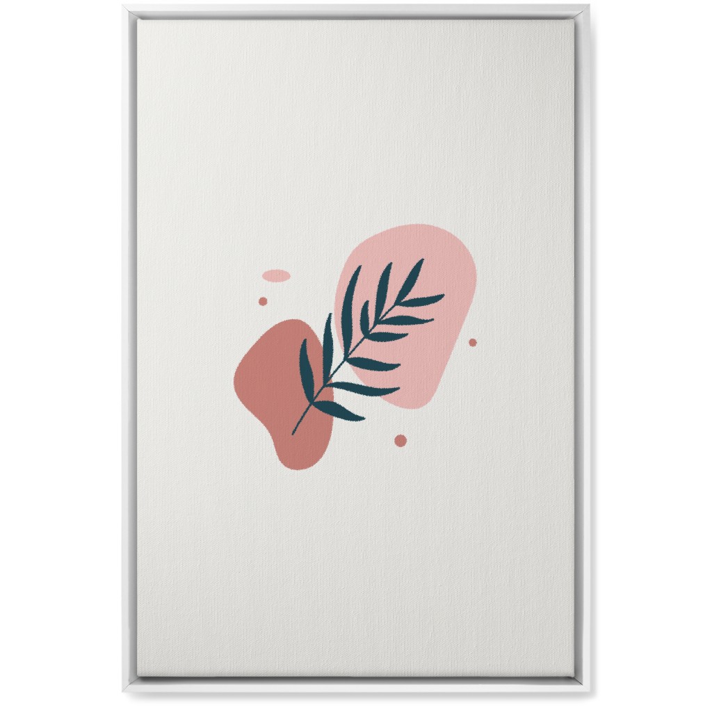 Shapes and Fern Leaf Wall Art, White, Single piece, Canvas, 20x30, Pink, Whisper