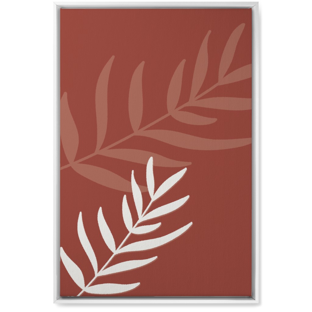Fern Leaves in Neutral Earth Tones Wall Art, White, Single piece, Canvas, 20x30, Red