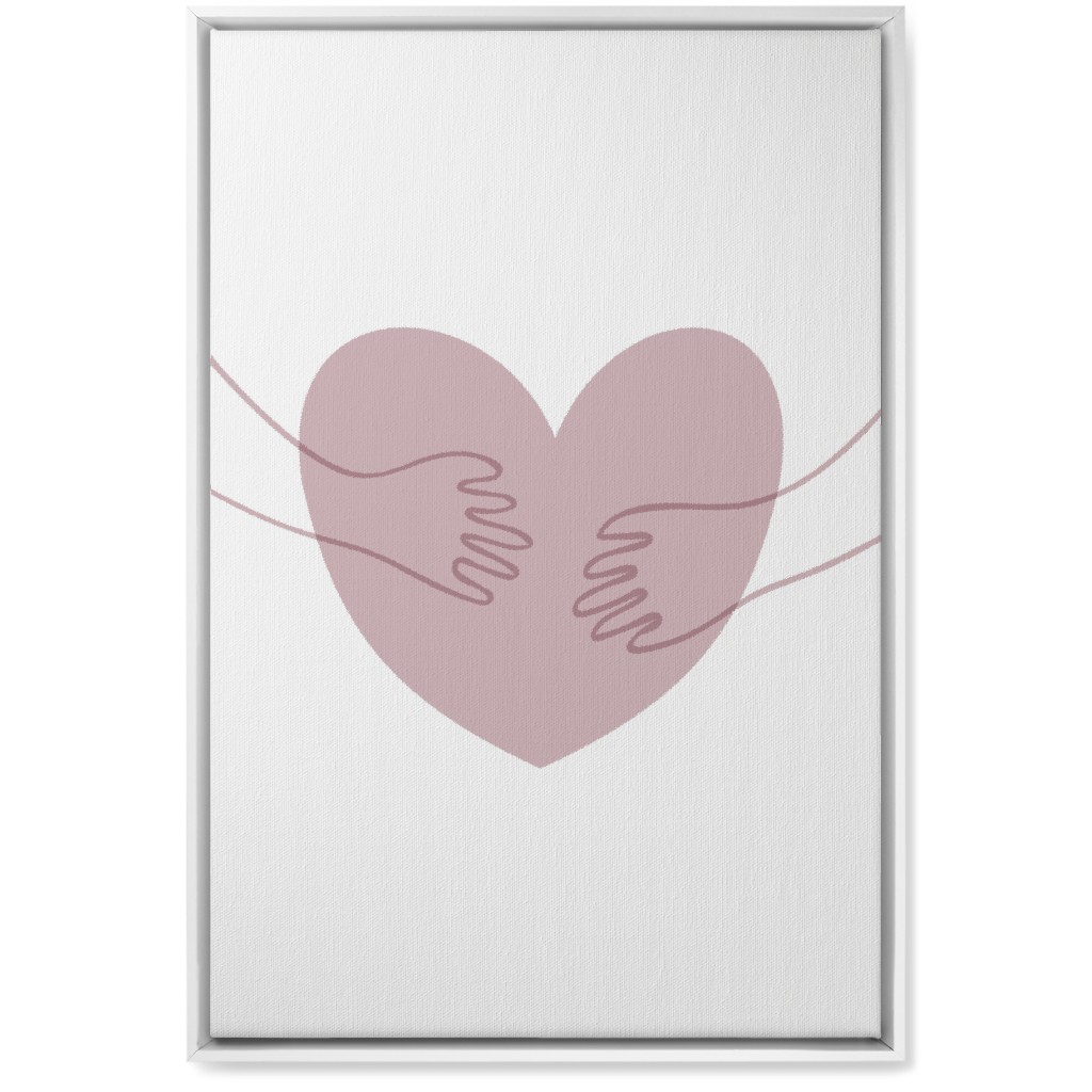 Hugs and Heart - Pink Wall Art, White, Single piece, Canvas, 20x30, Pink