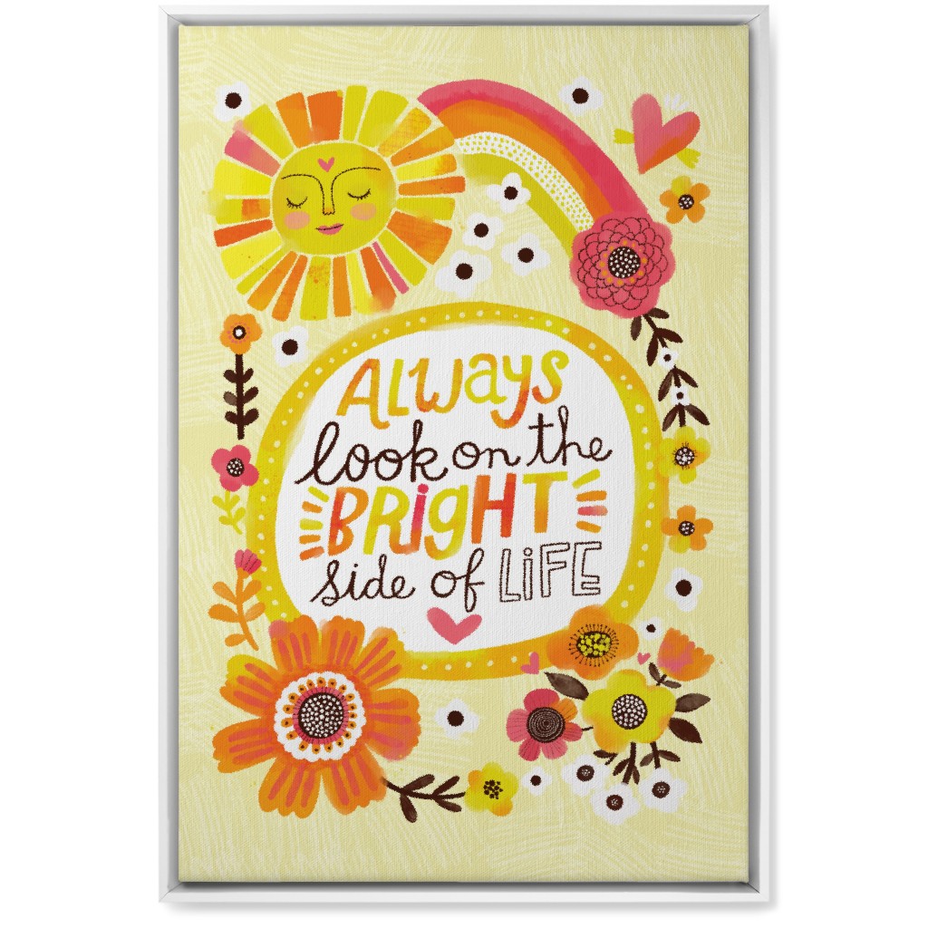 Always Look on the Bright Side of Life - Yellow Wall Art, White, Single piece, Canvas, 20x30, Yellow, Classic Yellow