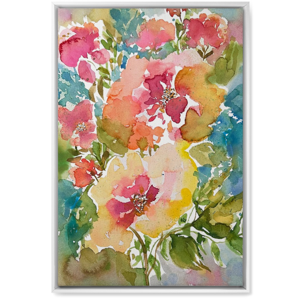 Summer Floral Mart - Multi Wall Art, White, Single piece, Canvas, 20x30, Multicolor