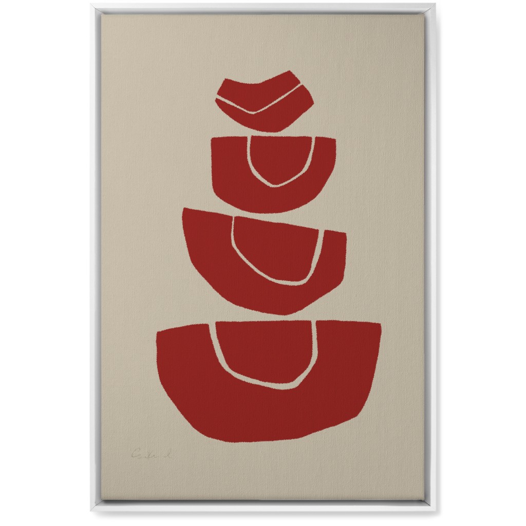 Geometric Stack Abstract Wall Art, White, Single piece, Canvas, 20x30, Red