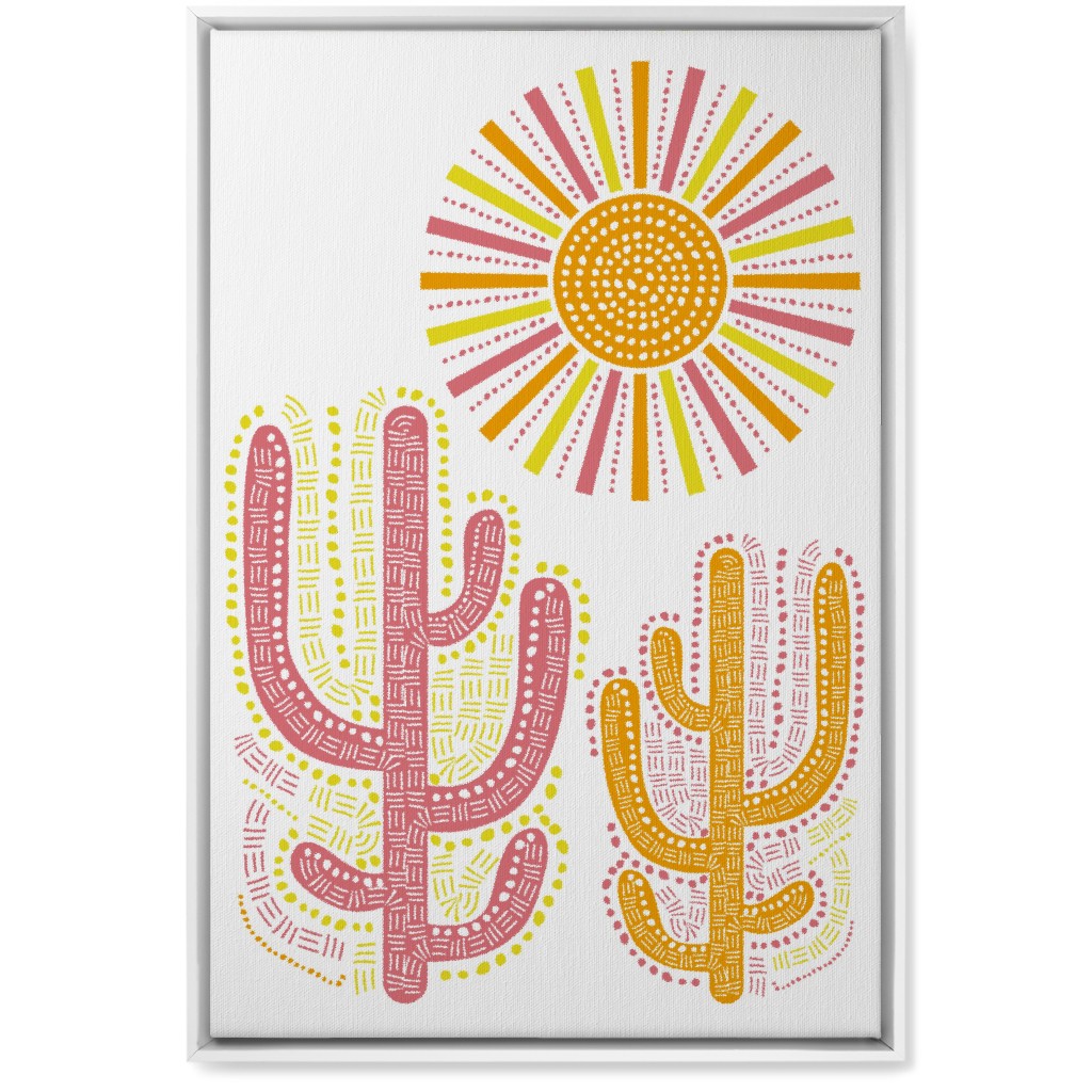 Boho Cactus and Sunny Summer - Warm Wall Art, White, Single piece, Canvas, 20x30, Multicolor
