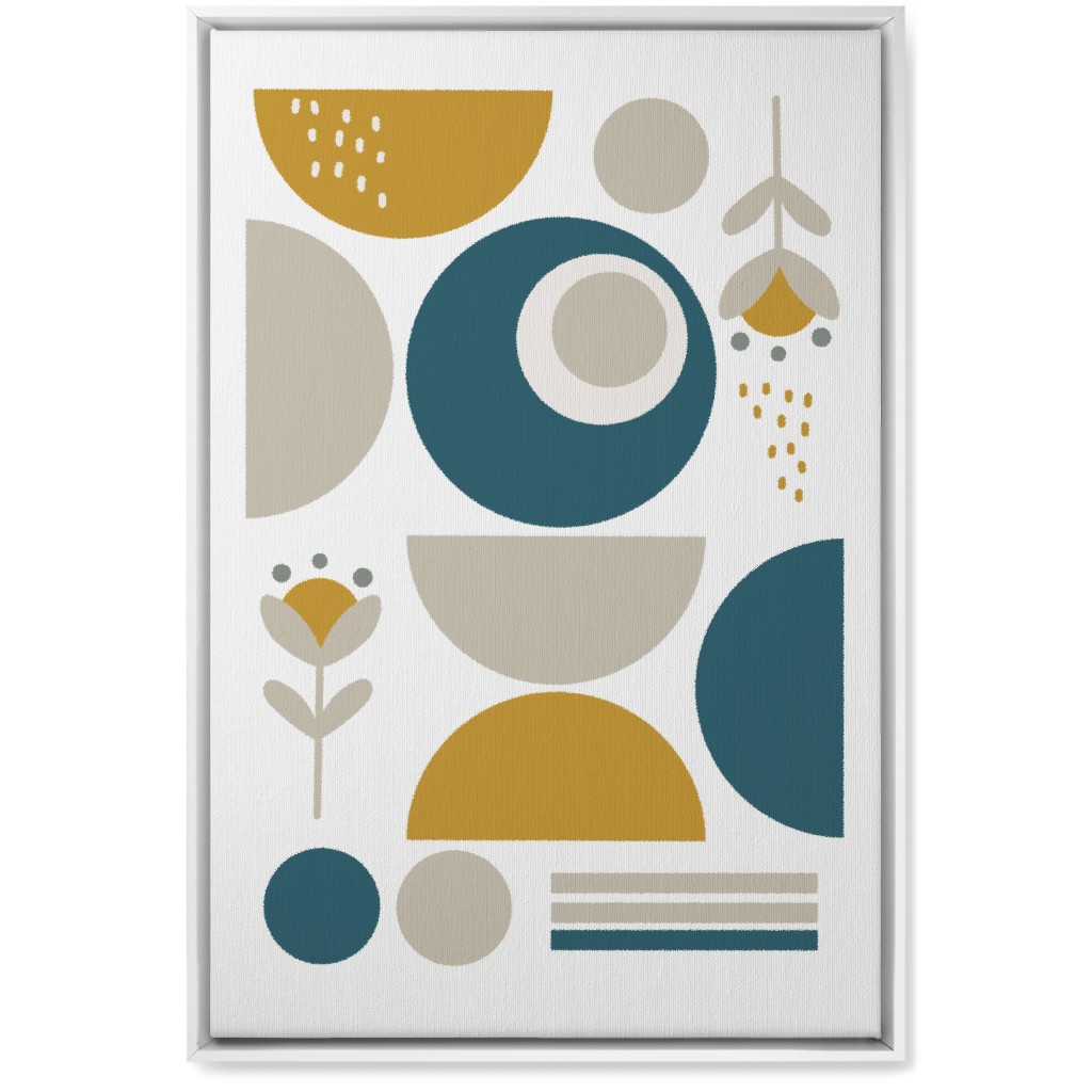 Abstract Floral - Yellow and Blue Wall Art, White, Single piece, Canvas, 20x30, Multicolor