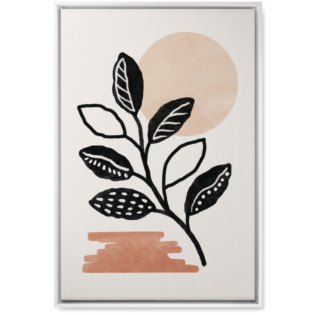 Leaves in the Moonlight Wall Art, White, Single piece, Canvas, 20x30, Beige