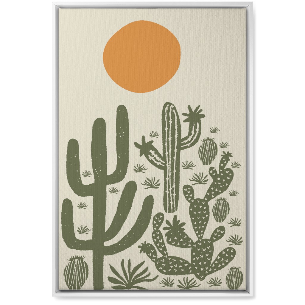 Cactus - Earth Tones Wall Art, White, Single piece, Canvas, 20x30, Beige