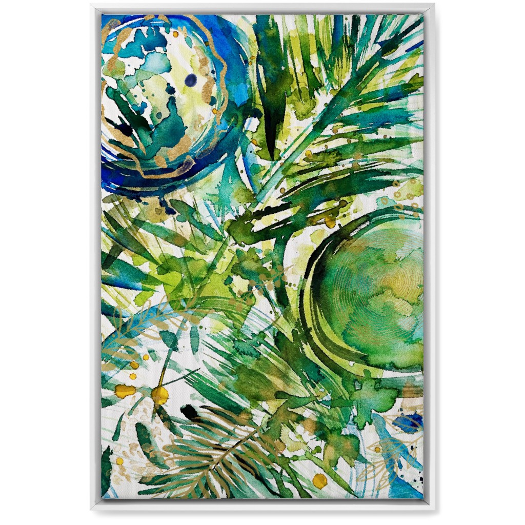 Paradise - Green and Blue Wall Art, White, Single piece, Canvas, 20x30, Green