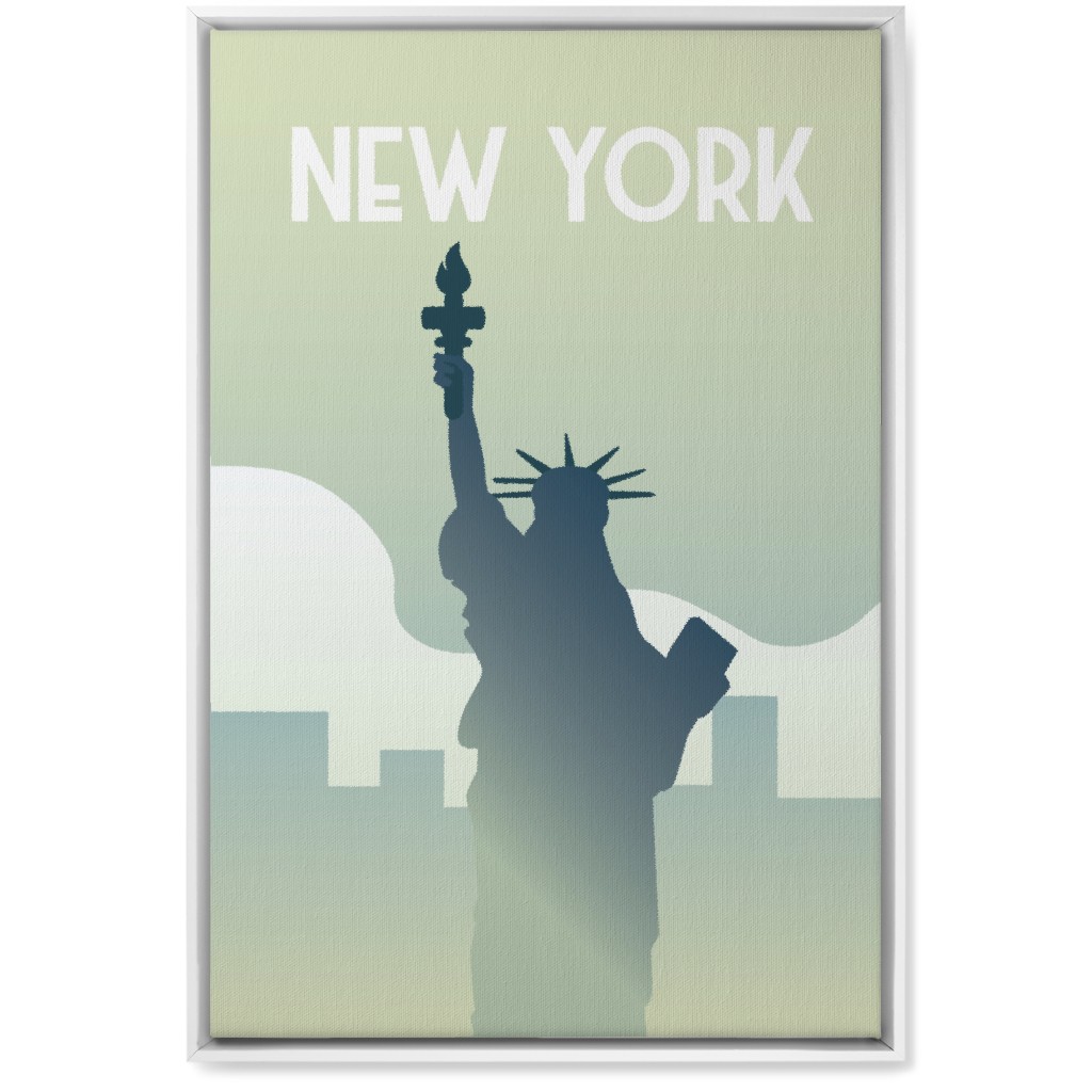 New York City Statue of Liberty Wall Art, White, Single piece, Canvas, 20x30, Green