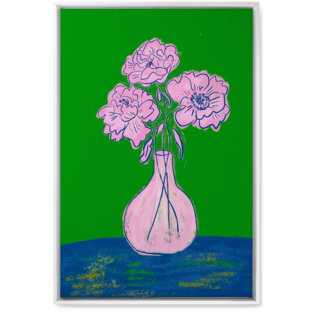 Party Florals - Multi Wall Art, White, Single piece, Canvas, 20x30, Green, Classic Green