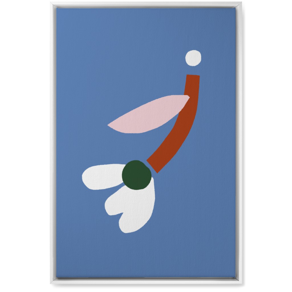 Flower - Multi on Blue Wall Art, White, Single piece, Canvas, 20x30, Blue, True Blue