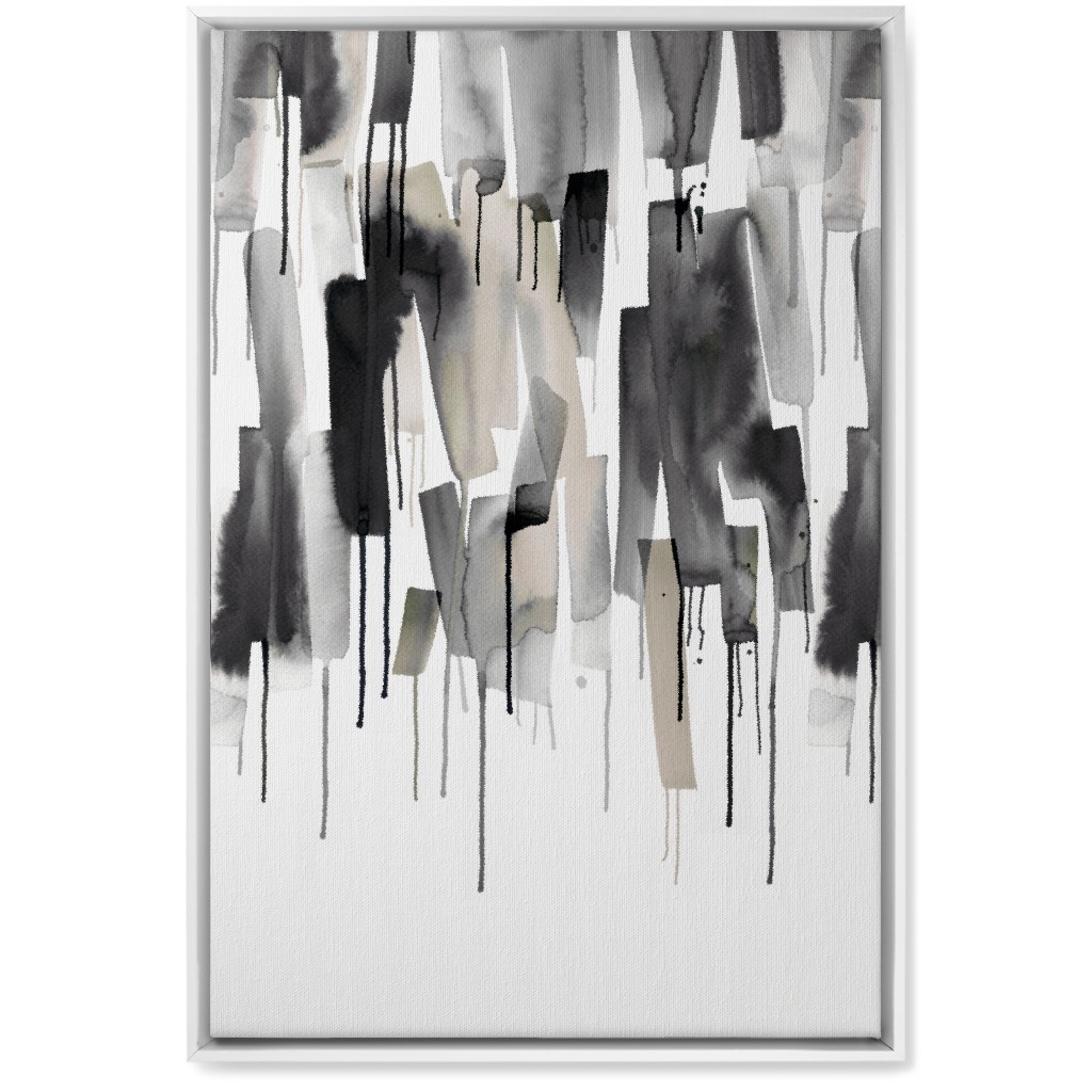 Watery Stripes Wall Art, White, Single piece, Canvas, 20x30, Gray, Smoke
