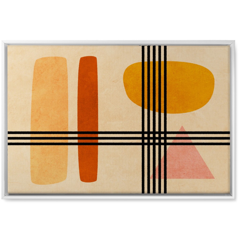 Criss-Cross Abstract Wall Art, White, Single piece, Canvas, 20x30, Orange