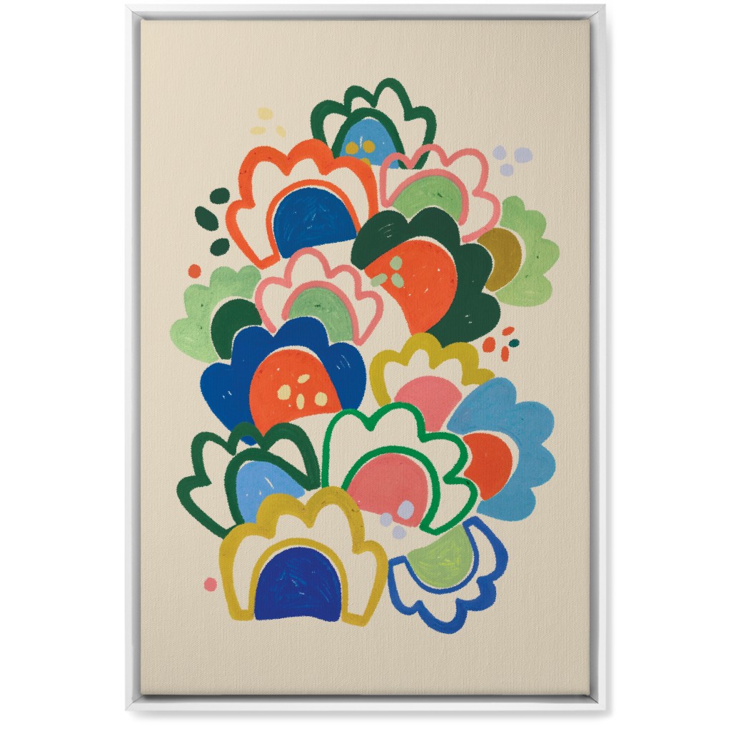 Wildflowers - Multi on Beige Bold Wall Art, White, Single piece, Canvas, 20x30, Multicolor