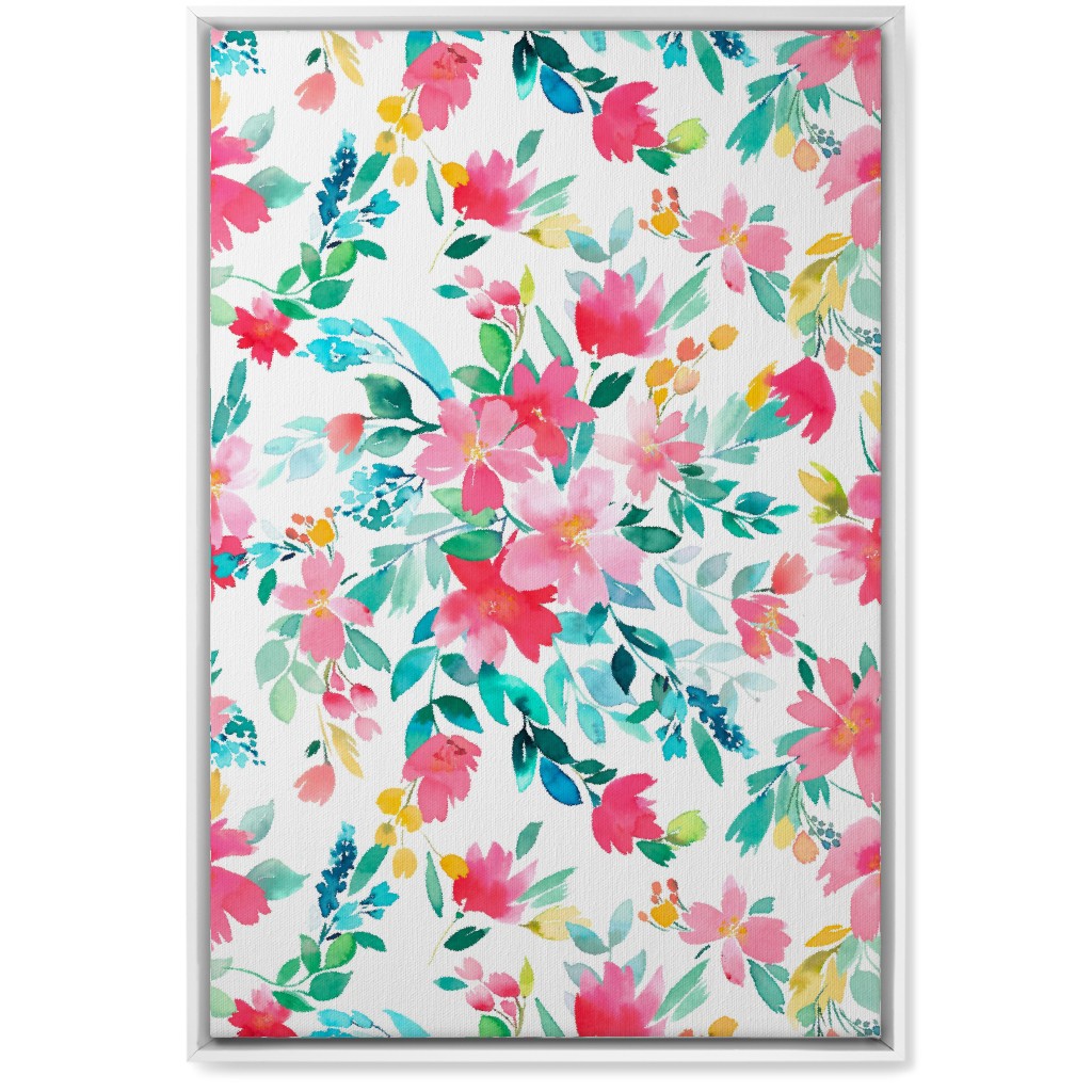 Summer Fresh Flowers - Multi Wall Art, White, Single piece, Canvas, 20x30, Pink