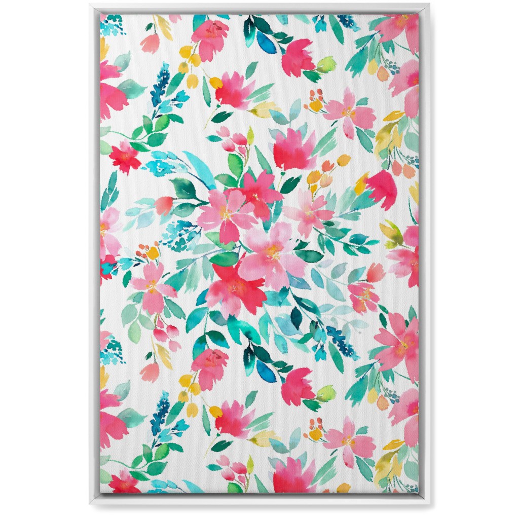 Summer Fresh Flowers - Multi Wall Art, White, Single piece, Canvas, 20x30, Pink, Bright Pink