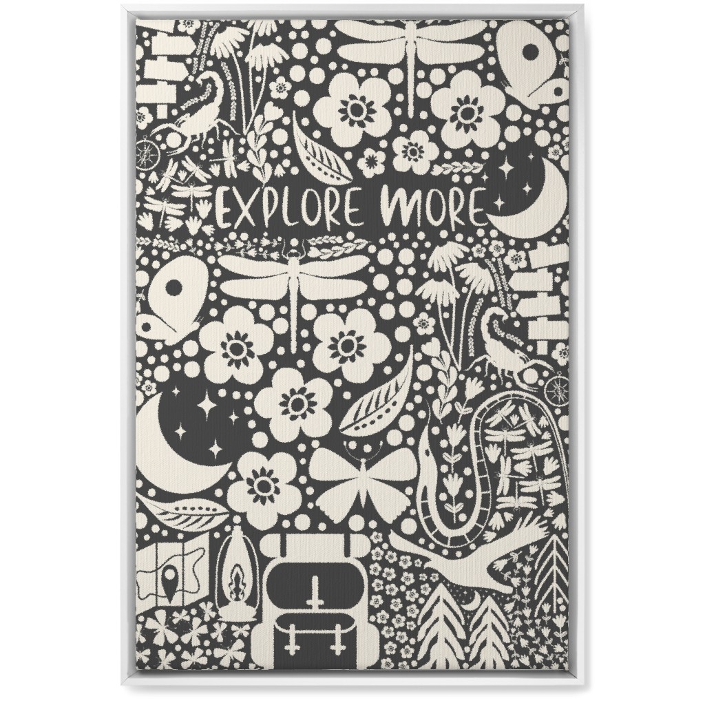 Explore More, Adventure - Black and White Wall Art, White, Single piece, Canvas, 20x30, Black, Black
