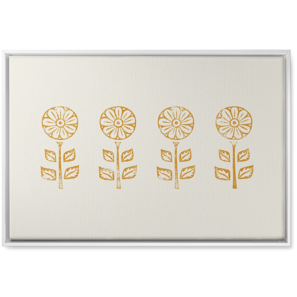 Floral Block Print Ii Wall Art, White, Single piece, Canvas, 20x30, Yellow, Marigold