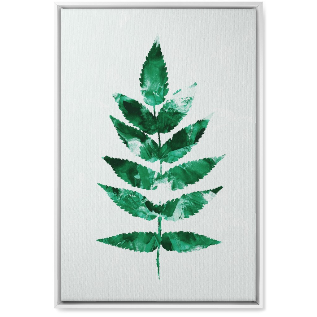 Botanical Leaf Wall Art, White, Single piece, Canvas, 20x30, Green, Verdant