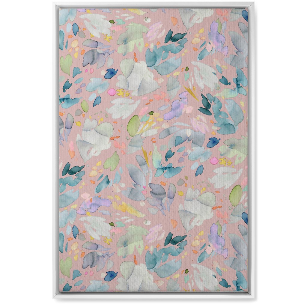 Abstract Petal Flowering Wall Art, White, Single piece, Canvas, 20x30, Pink