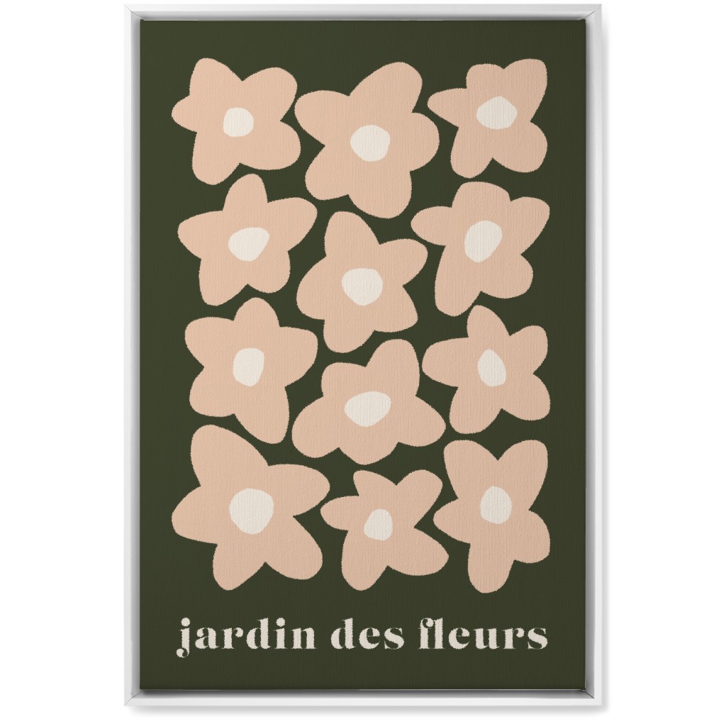 Botanical Graphic Retro Flower Garden Wall Art, White, Single piece, Canvas, 20x30, Green