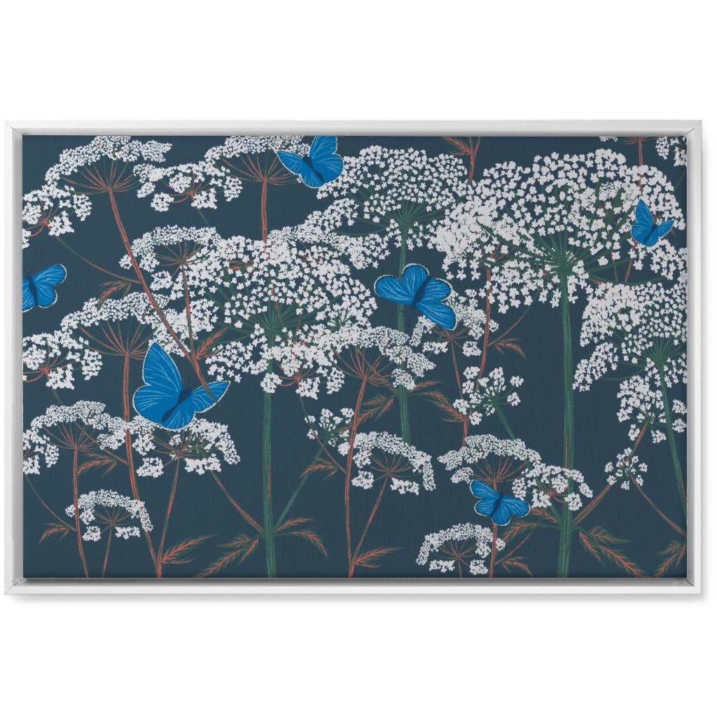 Queen Annes Lace - Green and Blue Wall Art, White, Single piece, Canvas, 20x30, Blue
