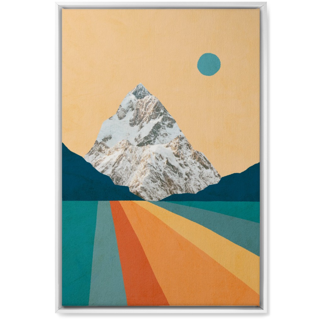 Retro Mountain - Multi Wall Art, White, Single piece, Canvas, 20x30, Multicolor