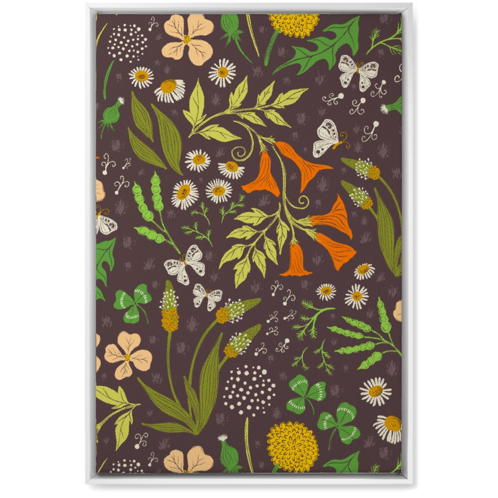 in the Weeds - Multi on Brown Wall Art, White, Single piece, Canvas, 20x30, Brown