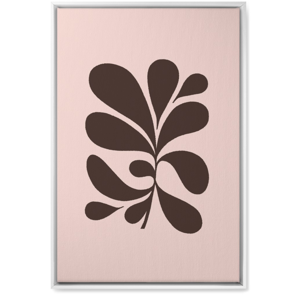 Minimal Foliage - Pink and Brown Wall Art, White, Single piece, Canvas, 20x30, Pink, Bright Pink