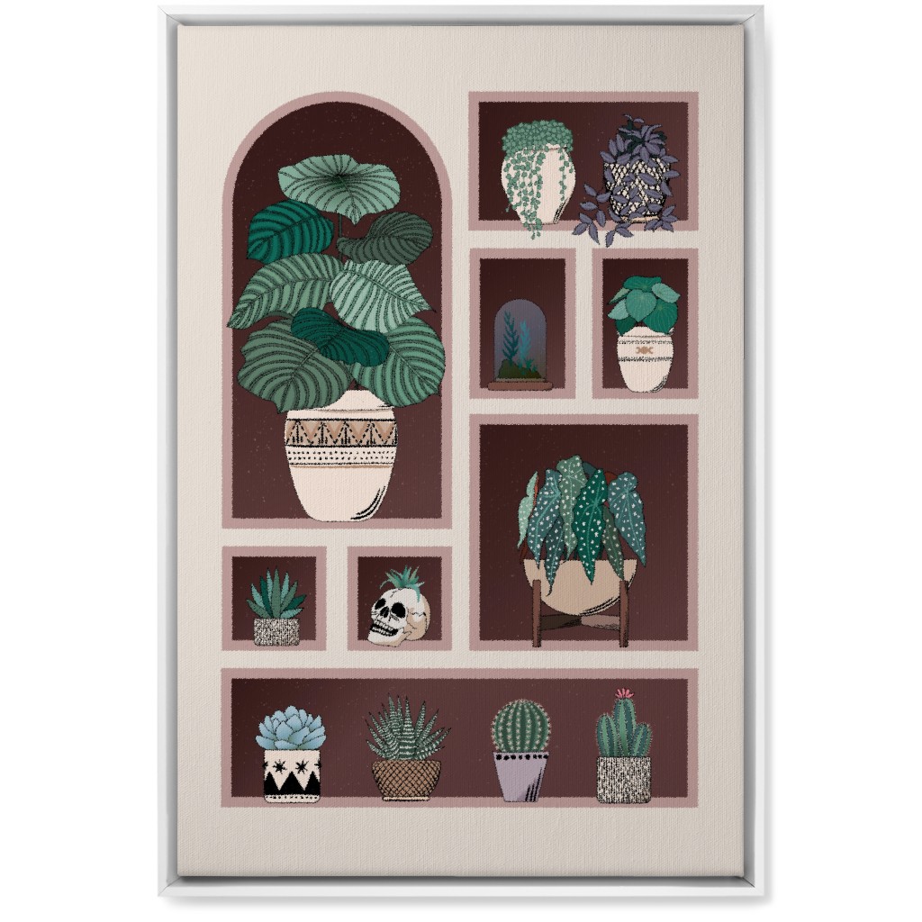 Neatly Arranged Indoor Plants - Neutral Wall Art, White, Single piece, Canvas, 20x30, Multicolor