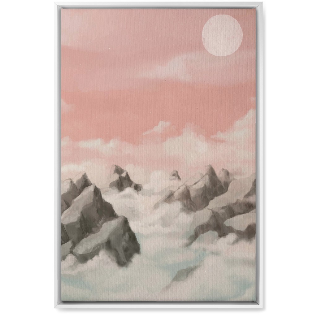 a View From the Mountain Peak Wall Art, White, Single piece, Canvas, 20x30, Pink, Bright Pink