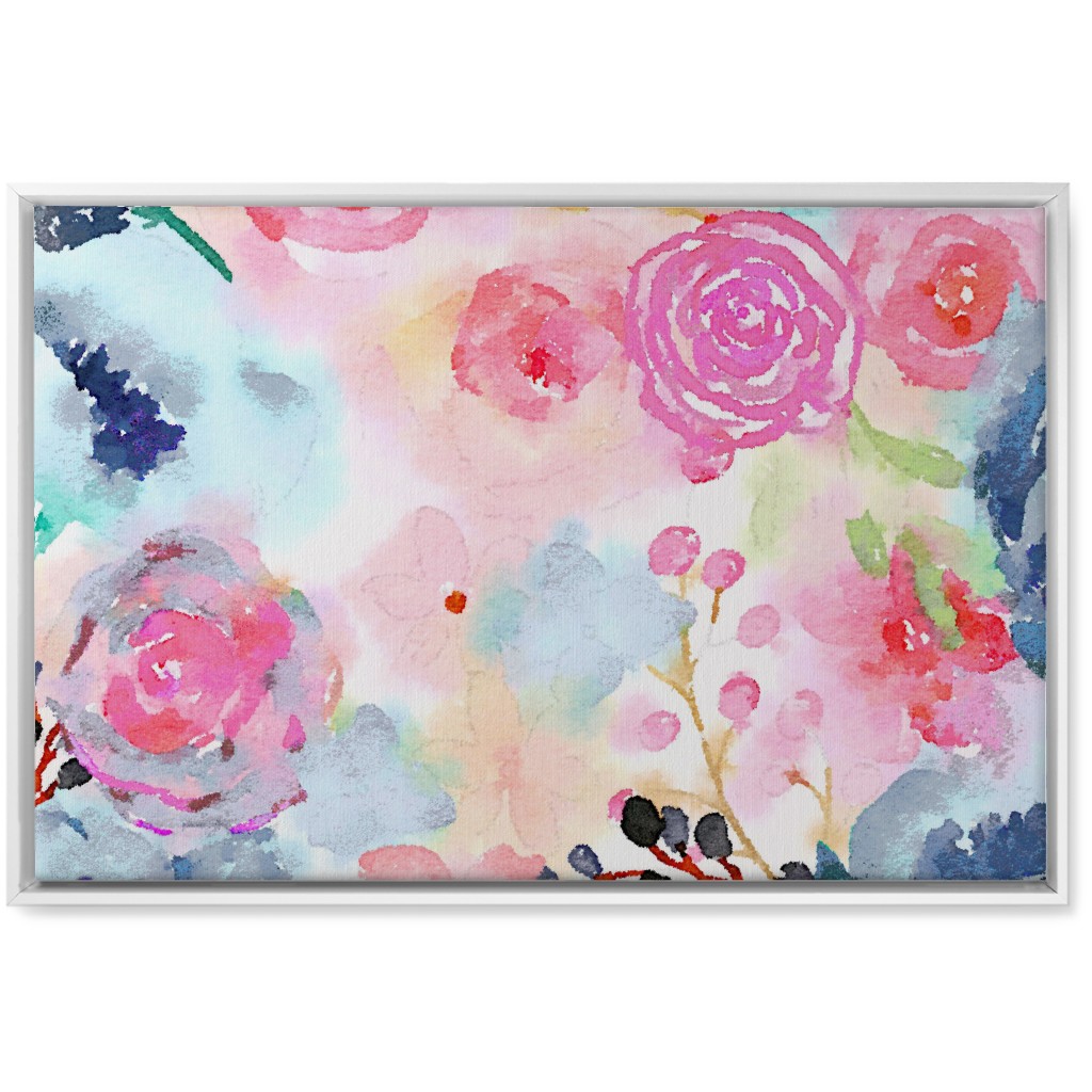 Spring Dreams - Watercolor Floral - Multi Wall Art, White, Single piece, Canvas, 20x30, Multicolor