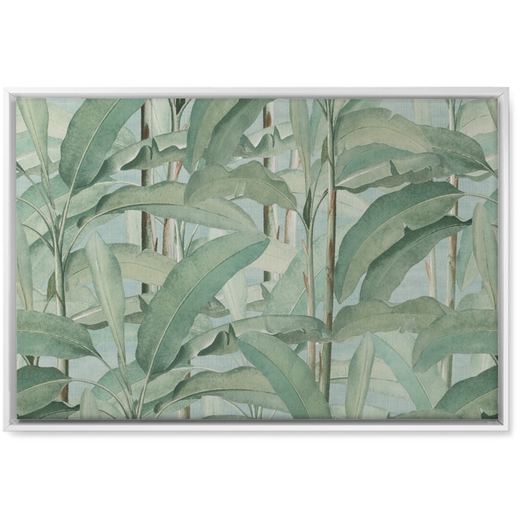 Lush Tropical Leaves Wall Art, White, Single piece, Canvas, 20x30, Green