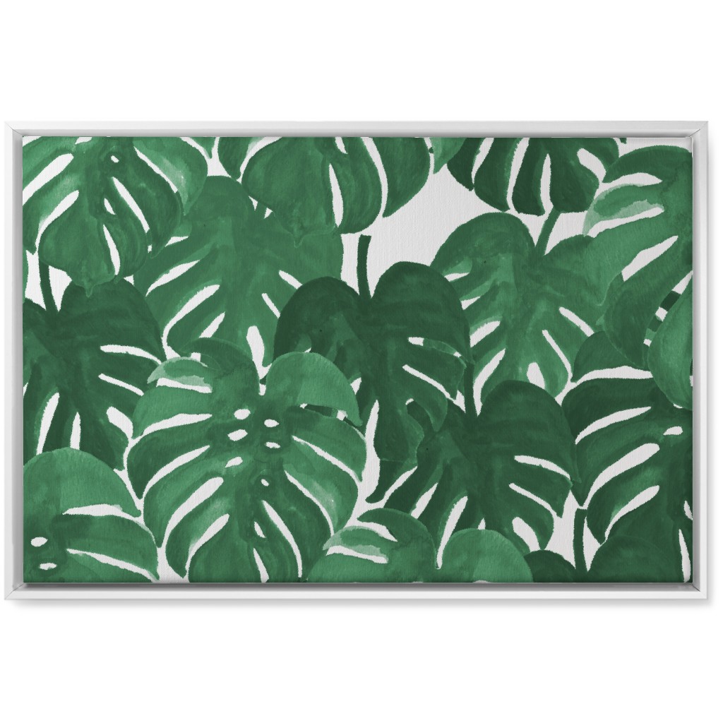 Tropical Palms - Green Wall Art, White, Single piece, Canvas, 20x30, Green, Classic Green