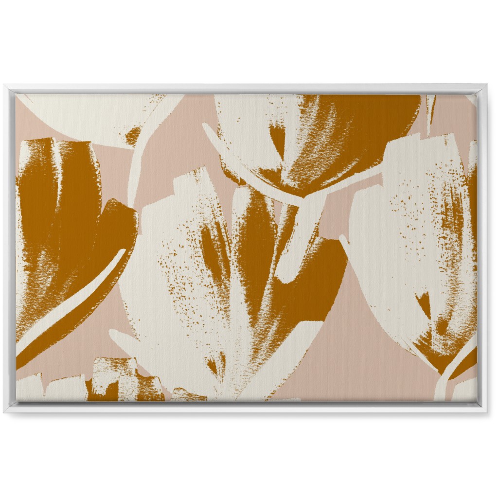 Flowers - Mustard Wall Art, White, Single piece, Canvas, 20x30, Pink, Bright Pink