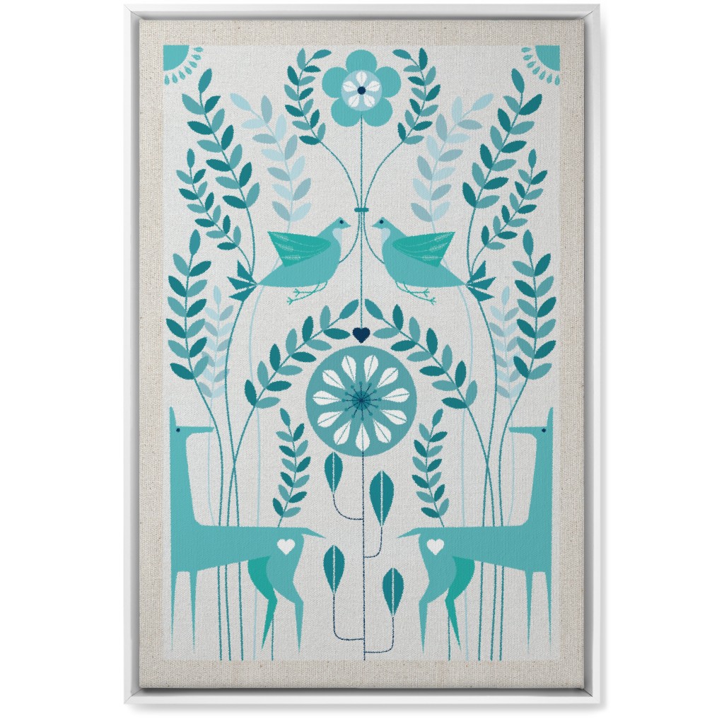 Peaceful Folk of the Forest Wall Art, White, Single piece, Canvas, 20x30, Blue