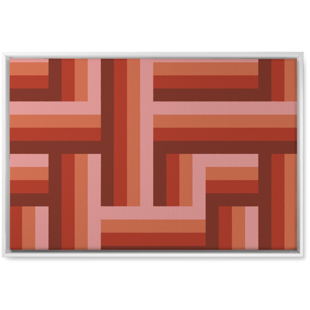 Retro Lattice - Mauve Multi Wall Art, White, Single piece, Canvas, 20x30, Red, Red