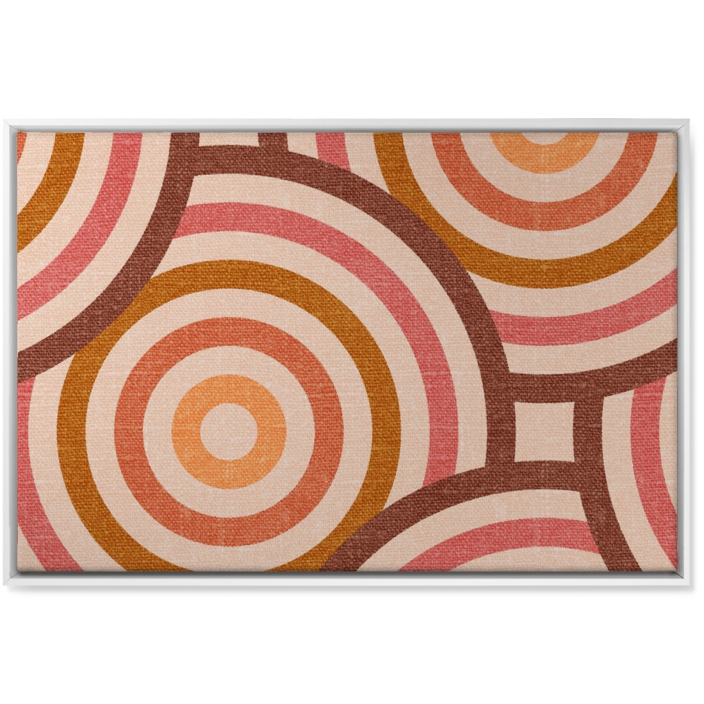 Retro Circles - Warm Wall Art, White, Single piece, Canvas, 24x36, Pink, Bright Pink